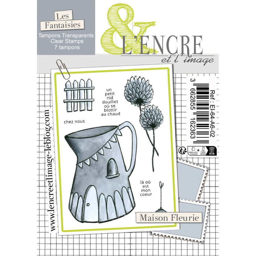 Planche de tampons transparents (Clear Stamps) « Maison Fleurie » — L'Encre et l'Image